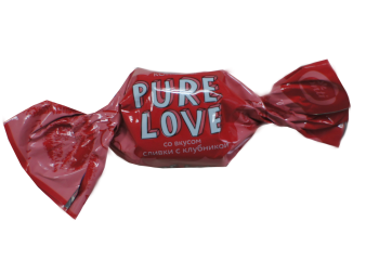 Конфета Pure love со вкусом сливки с клубникой